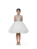 Stand-up Collar Beaded Ivory Tulle Shimmering Flower Girl Dress